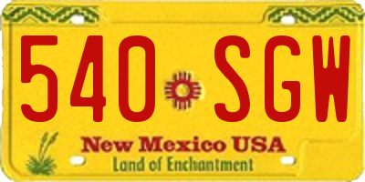 NM license plate 540SGW