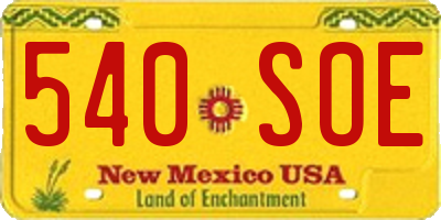 NM license plate 540SOE