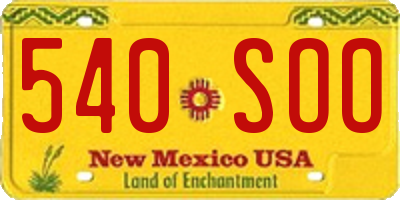 NM license plate 540SOO