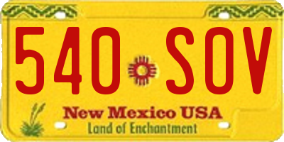 NM license plate 540SOV