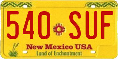 NM license plate 540SUF