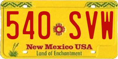 NM license plate 540SVW