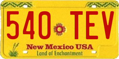 NM license plate 540TEV