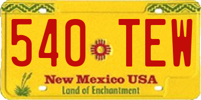 NM license plate 540TEW