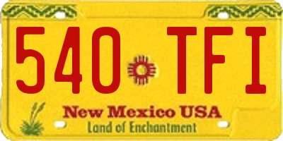 NM license plate 540TFI
