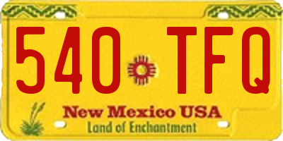 NM license plate 540TFQ