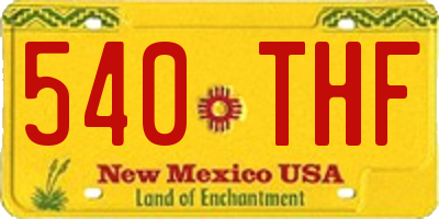 NM license plate 540THF