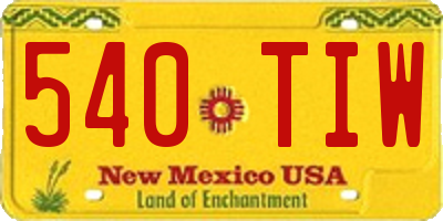 NM license plate 540TIW