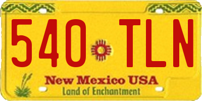 NM license plate 540TLN