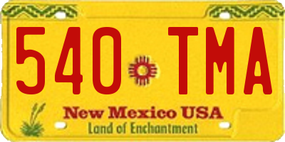 NM license plate 540TMA