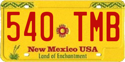 NM license plate 540TMB