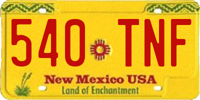 NM license plate 540TNF