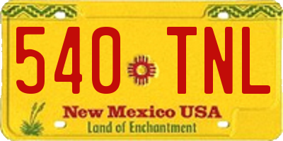 NM license plate 540TNL