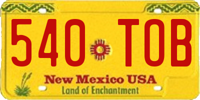 NM license plate 540TOB