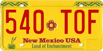 NM license plate 540TOF