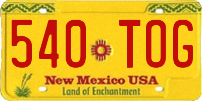 NM license plate 540TOG