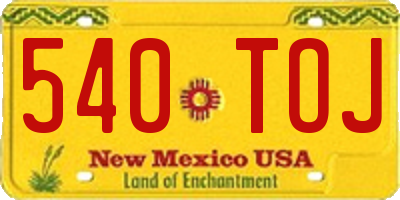 NM license plate 540TOJ