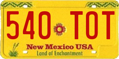 NM license plate 540TOT