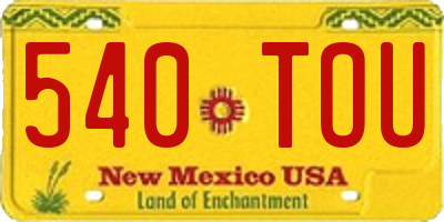 NM license plate 540TOU