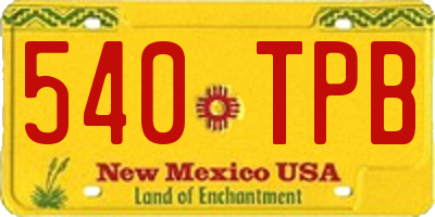 NM license plate 540TPB