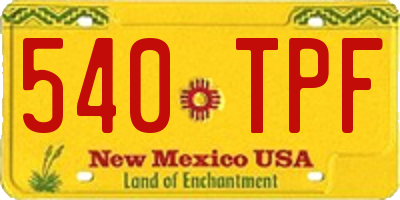 NM license plate 540TPF