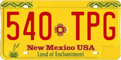 NM license plate 540TPG