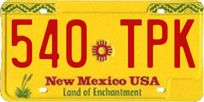 NM license plate 540TPK