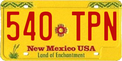 NM license plate 540TPN