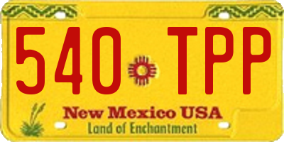 NM license plate 540TPP