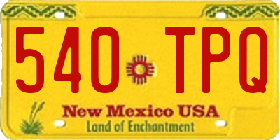 NM license plate 540TPQ