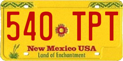 NM license plate 540TPT