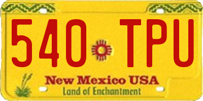 NM license plate 540TPU