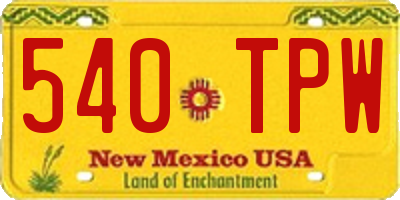 NM license plate 540TPW