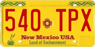NM license plate 540TPX