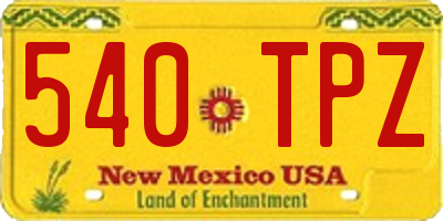 NM license plate 540TPZ