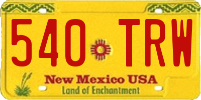 NM license plate 540TRW