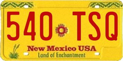 NM license plate 540TSQ