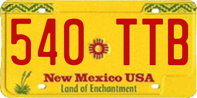 NM license plate 540TTB