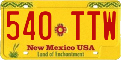 NM license plate 540TTW