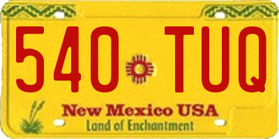 NM license plate 540TUQ