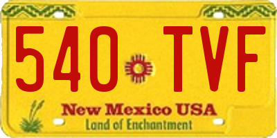NM license plate 540TVF
