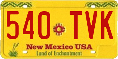 NM license plate 540TVK