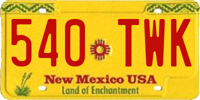 NM license plate 540TWK