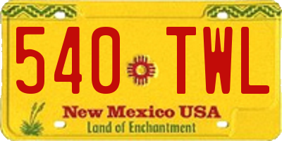 NM license plate 540TWL
