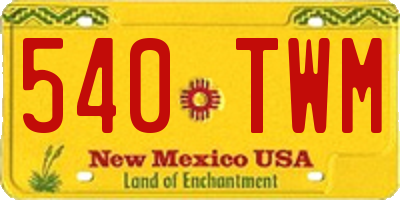 NM license plate 540TWM