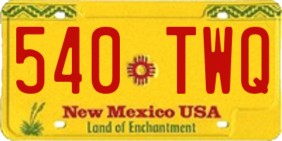 NM license plate 540TWQ