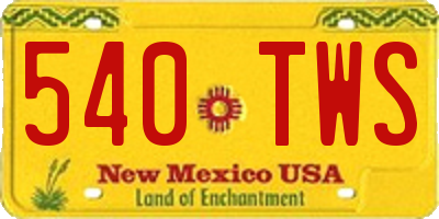 NM license plate 540TWS