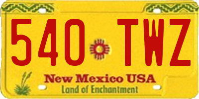 NM license plate 540TWZ