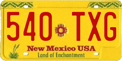 NM license plate 540TXG