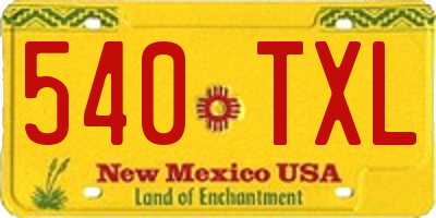 NM license plate 540TXL